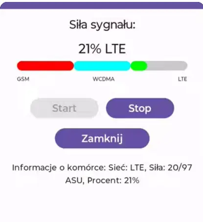 Zrzut ekranu aplikacji Find Best Signal